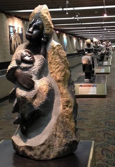 Zimbabwean visual art or stone sculpture in an art gallery